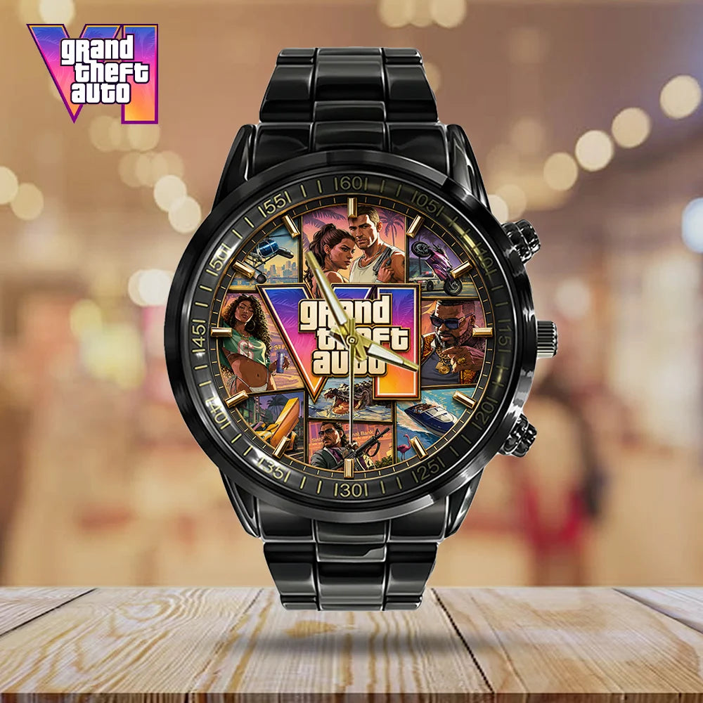Grand Theft Auto VI Black Stainless Steel Watch - GNE8379