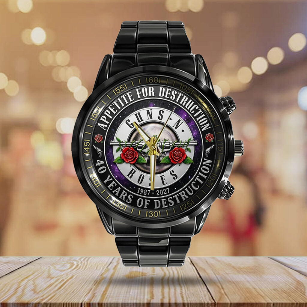 Guns N’ Roses 40th Anniversary Black Stainless Steel Watch - TANTN21631
