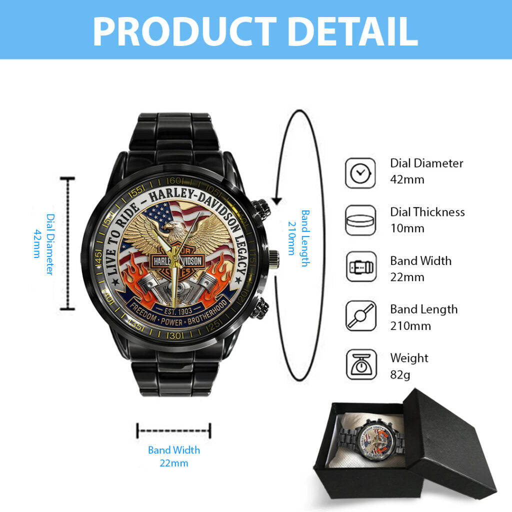 Harley Davidson Black Stainless Steel Watch - TANTN21463
