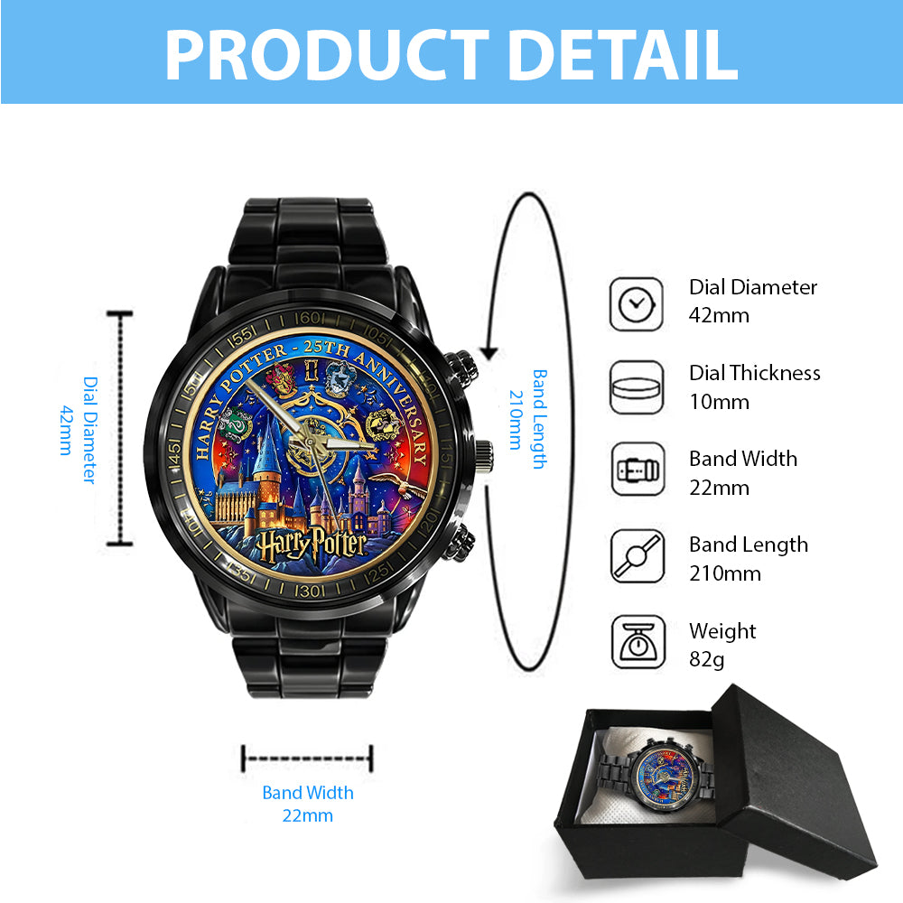 Harry Potter 25th Anniversary Black Stainless Steel Watch - TMTHU2743