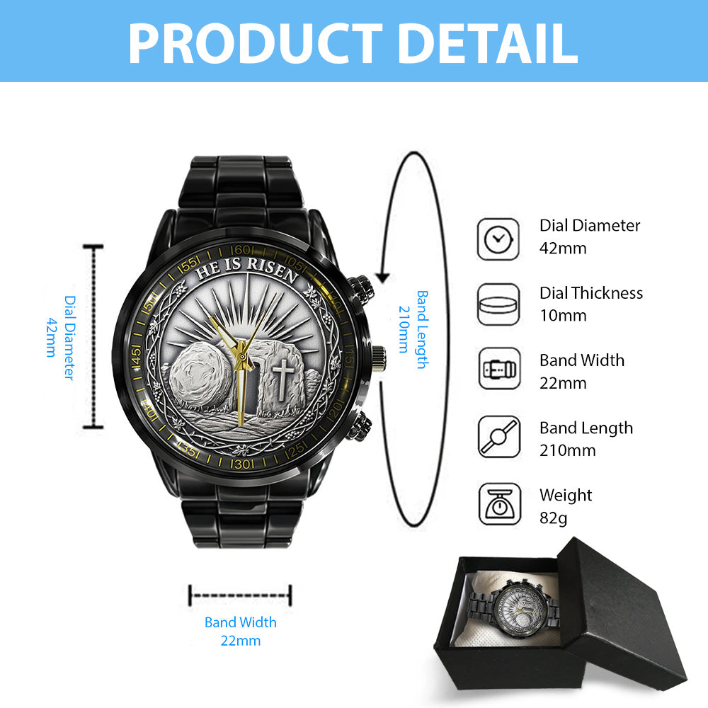 He Is Risen Black Stainless Steel Watch - TANTN17416