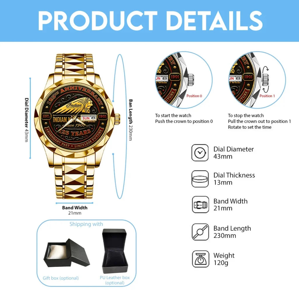 Indian Motorcycle 125th Anniversary Alloy Luxury Quartz Watch - TMTHU8649