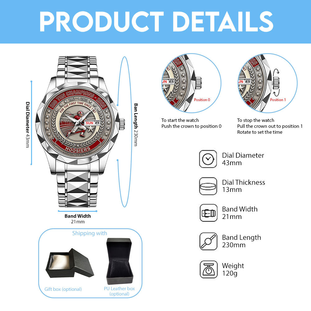 Indiana Hoosiers Football 2025 Big Ten Champions Alloy Luxury Quartz Watch - MAITM14009