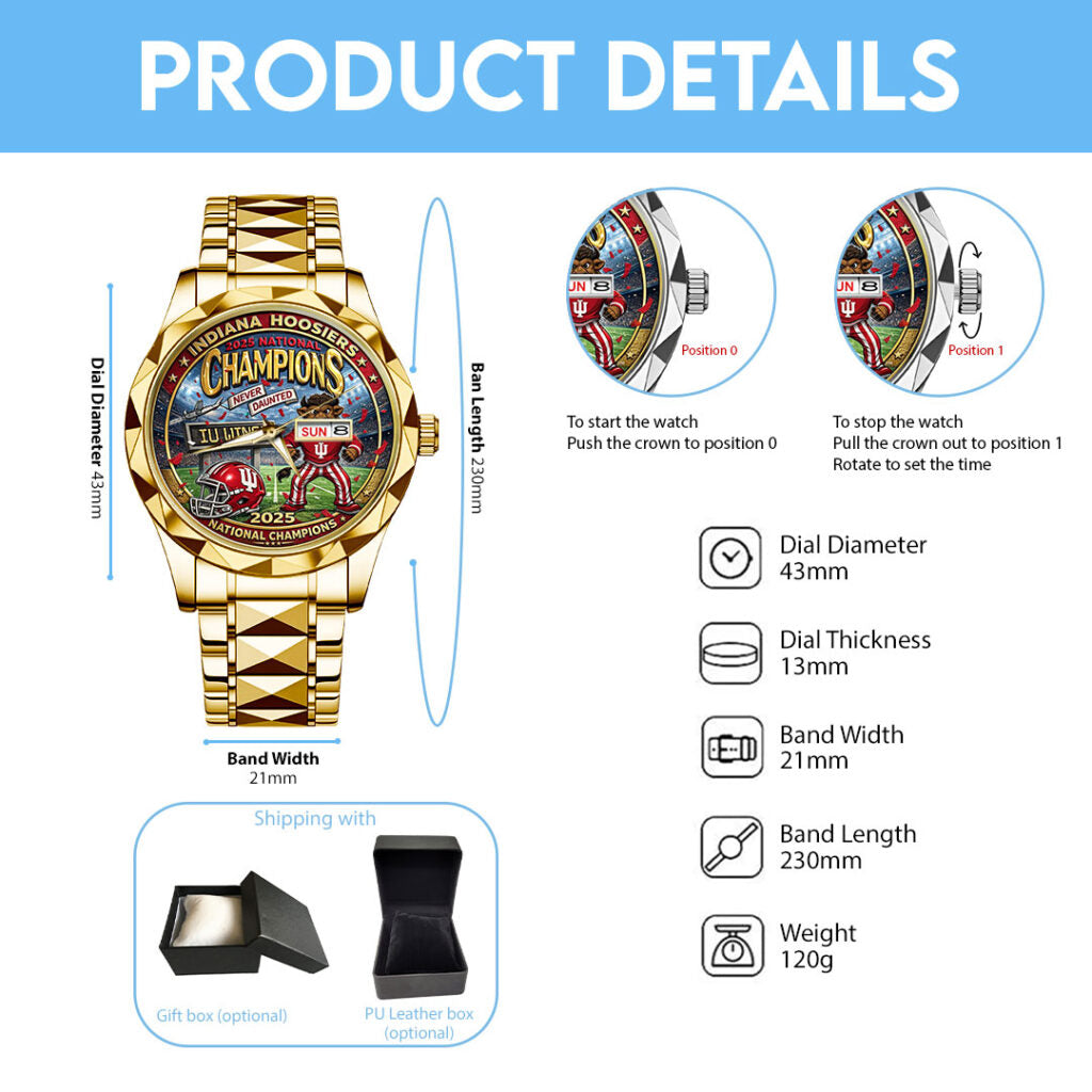 Indiana Hoosiers Football Alloy Luxury Quartz Watch - TMTHU3563
