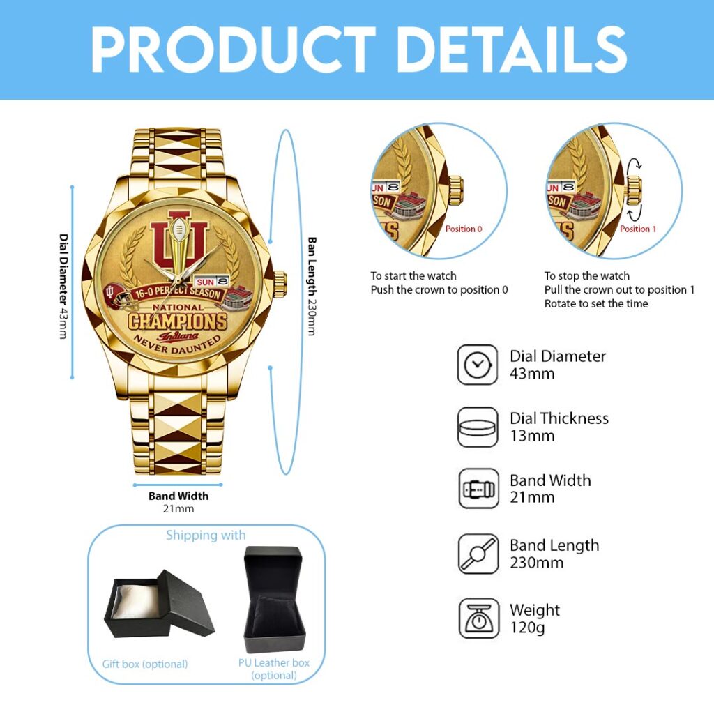 Indiana Hoosiers Football 2025 National Champions Alloy Luxury Quartz Watch - HOATT15856