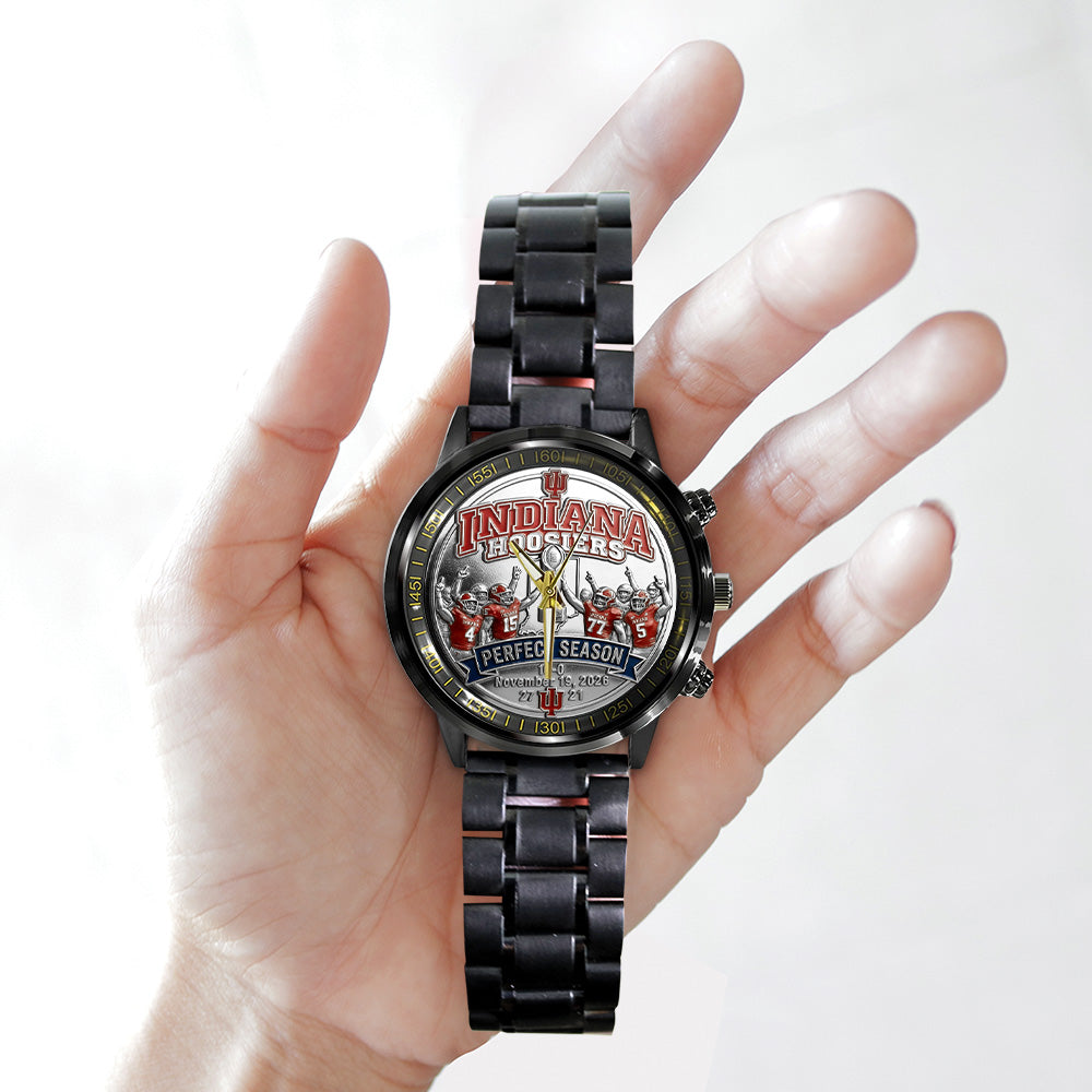 Indiana Hoosiers Football 2025 National Champions Black Stainless Steel Watch - TANTN20461
