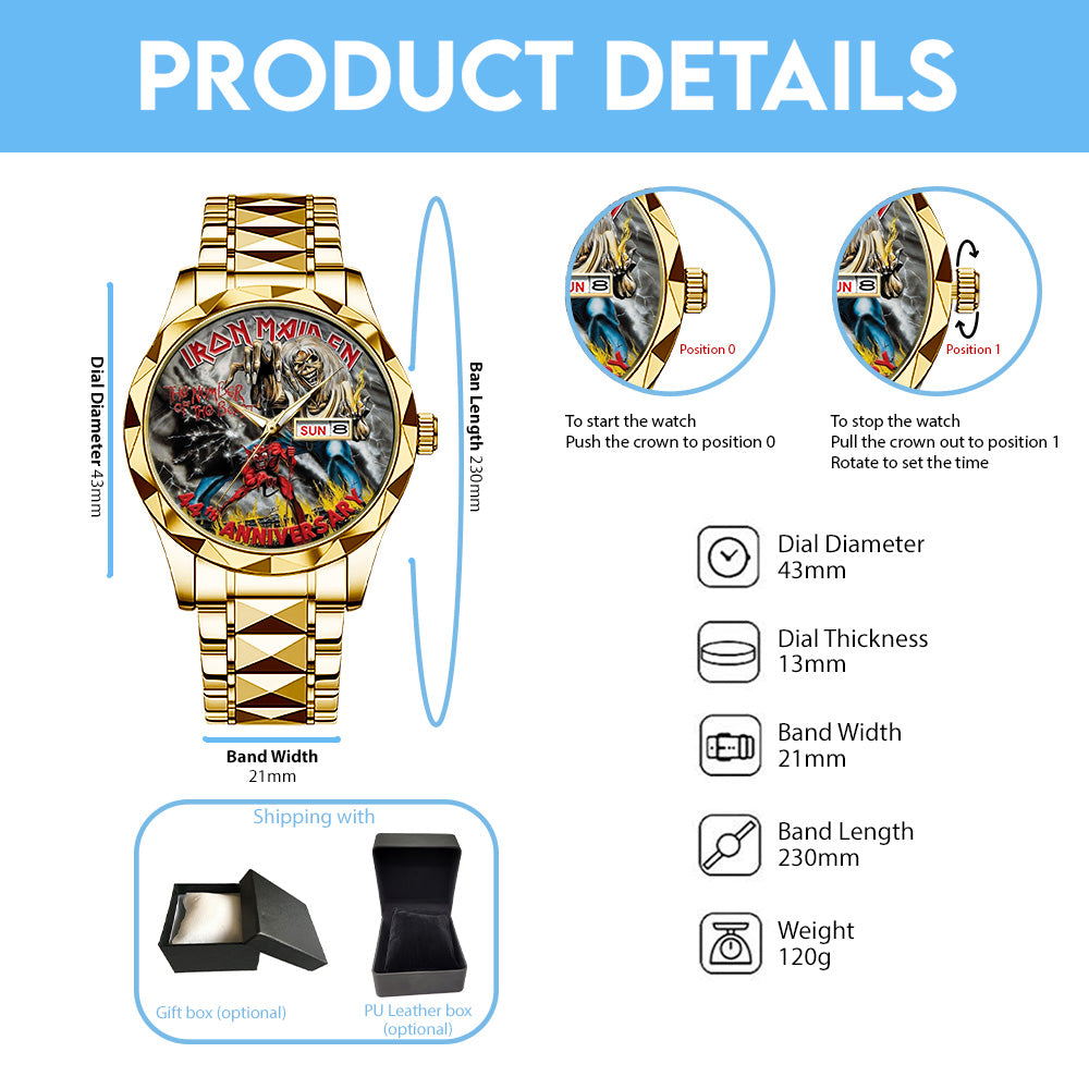 Iron Maiden The Number Of The Beast 44th Anniversary Alloy Luxury Quartz Watch - TMTHU4577