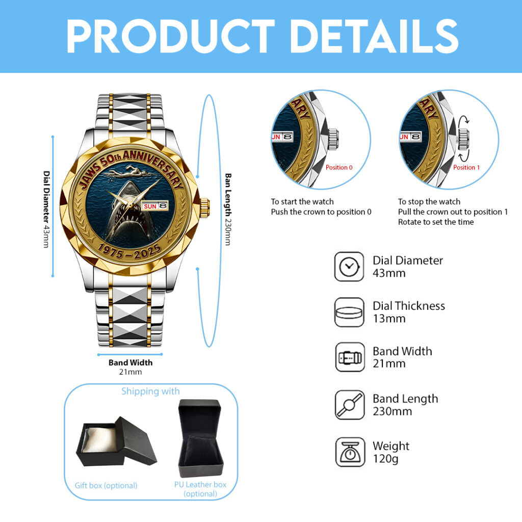 Jaws 50th Anniversary Alloy Luxury Quartz Watch - TMTHU453