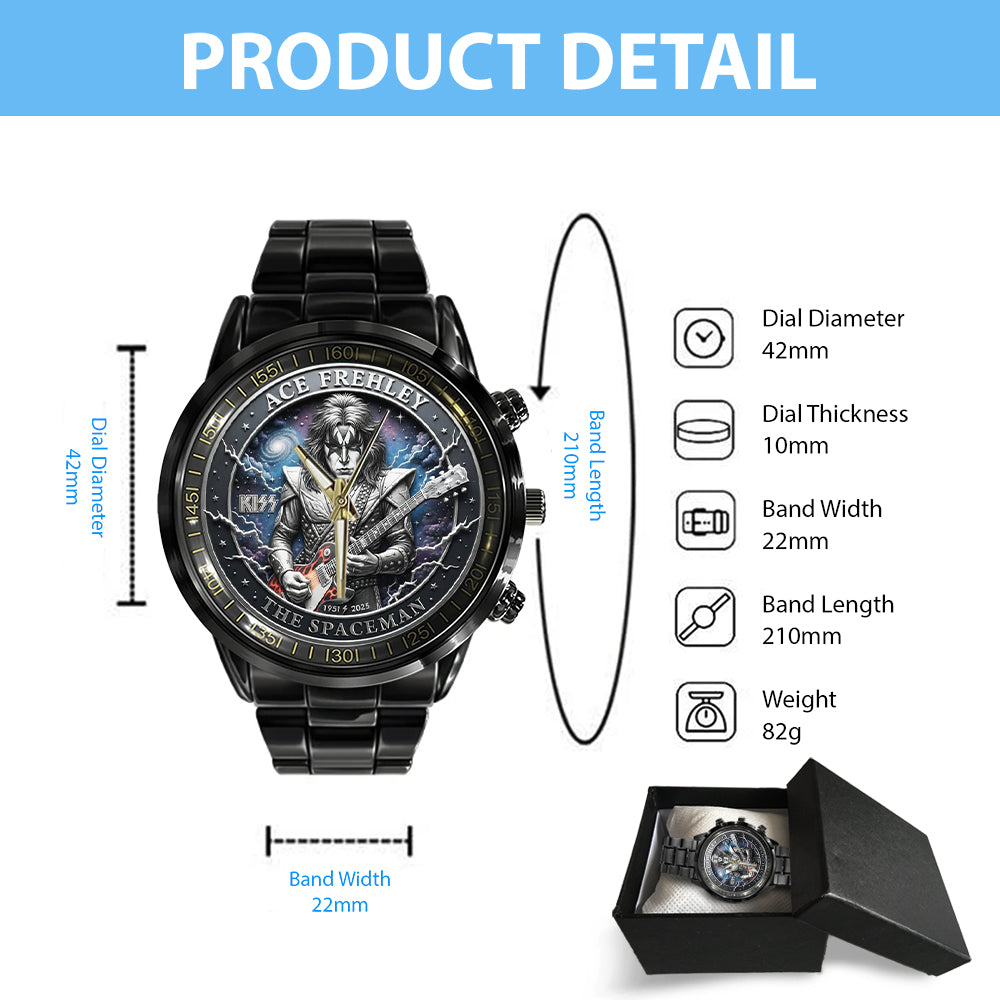 KISS x Ace Frehley Black Stainless Steel Watch - MAITM13483