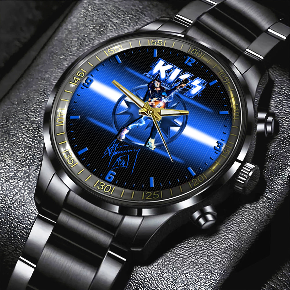 KISS x Ace Frehley Black Stainless Steel Watch - MAITM 7548