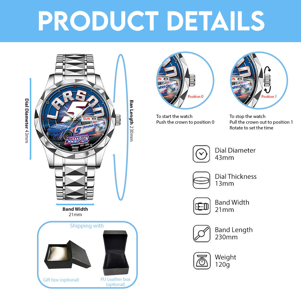 Kyle Larson 2025 NASCAR Cup Series Champion Alloy Luxury Quartz Watch - TANTN18548