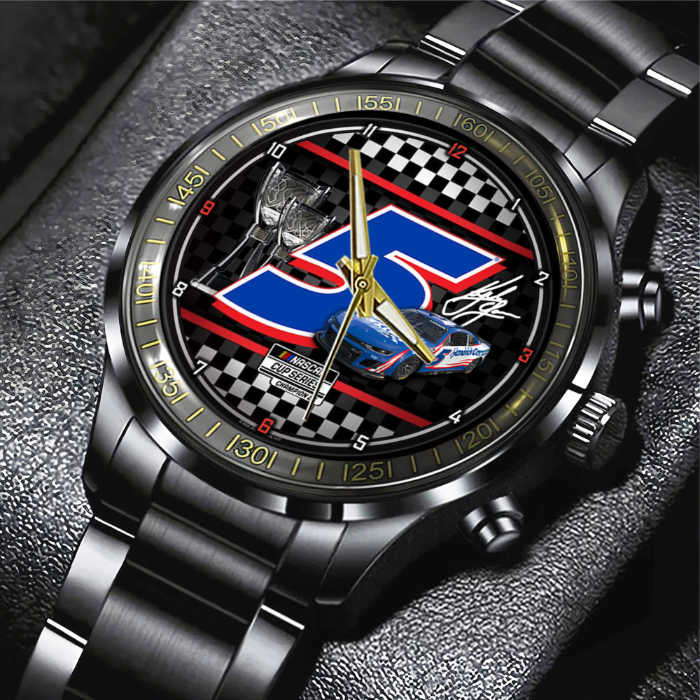 Kyle Larson 2025 NASCAR Cup Series Champion Black Stainless Steel Watch - GNE4646