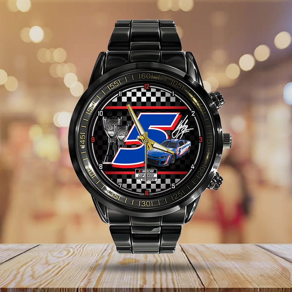 Kyle Larson 2025 NASCAR Cup Series Champion Black Stainless Steel Watch - GNE4646