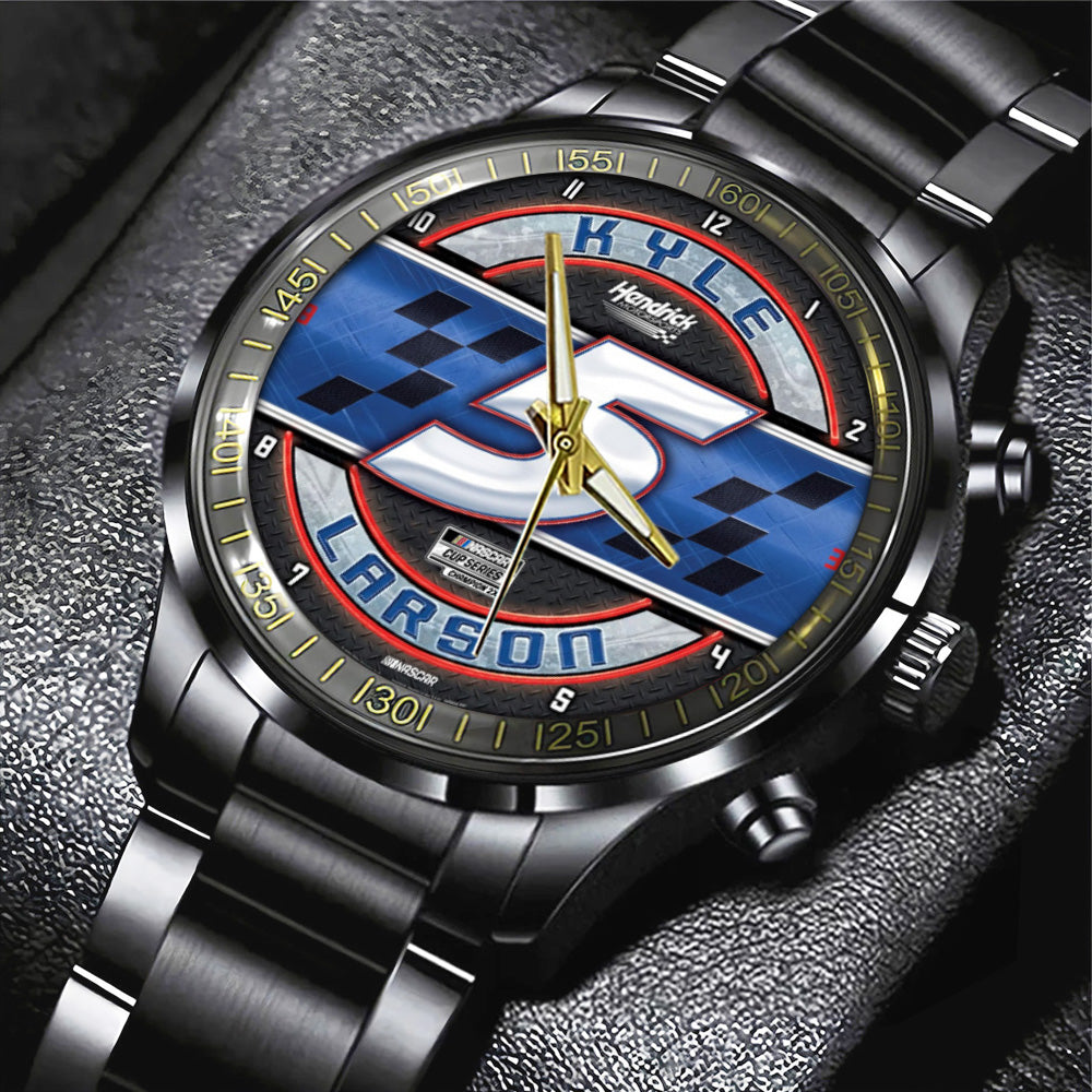 Kyle Larson 2025 NASCAR Cup Series Champion Black Stainless Steel Watch - TANTN18541