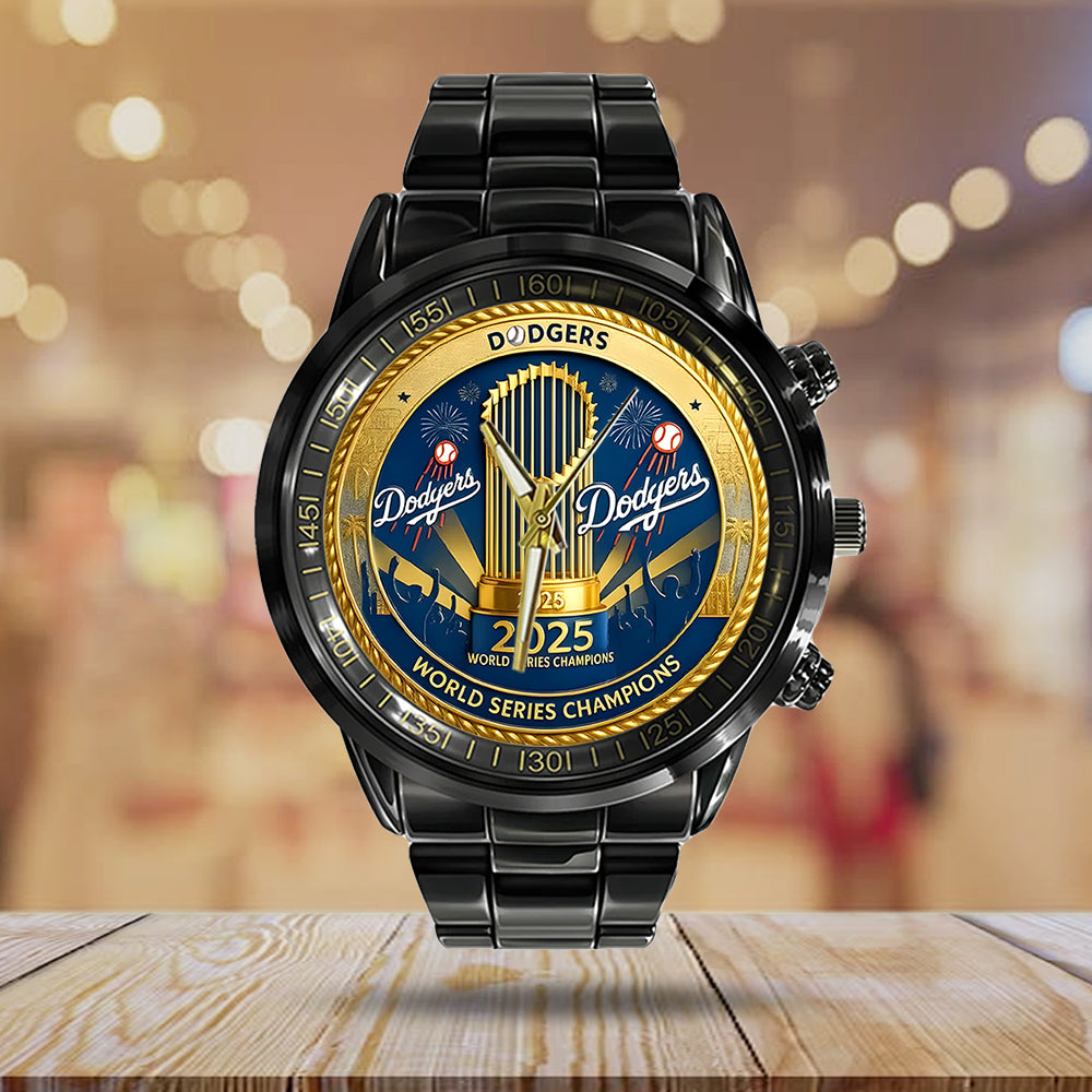 Los Angeles Dodgers 2025 World Series Champions Black Stainless Steel Watch - MAITM13635