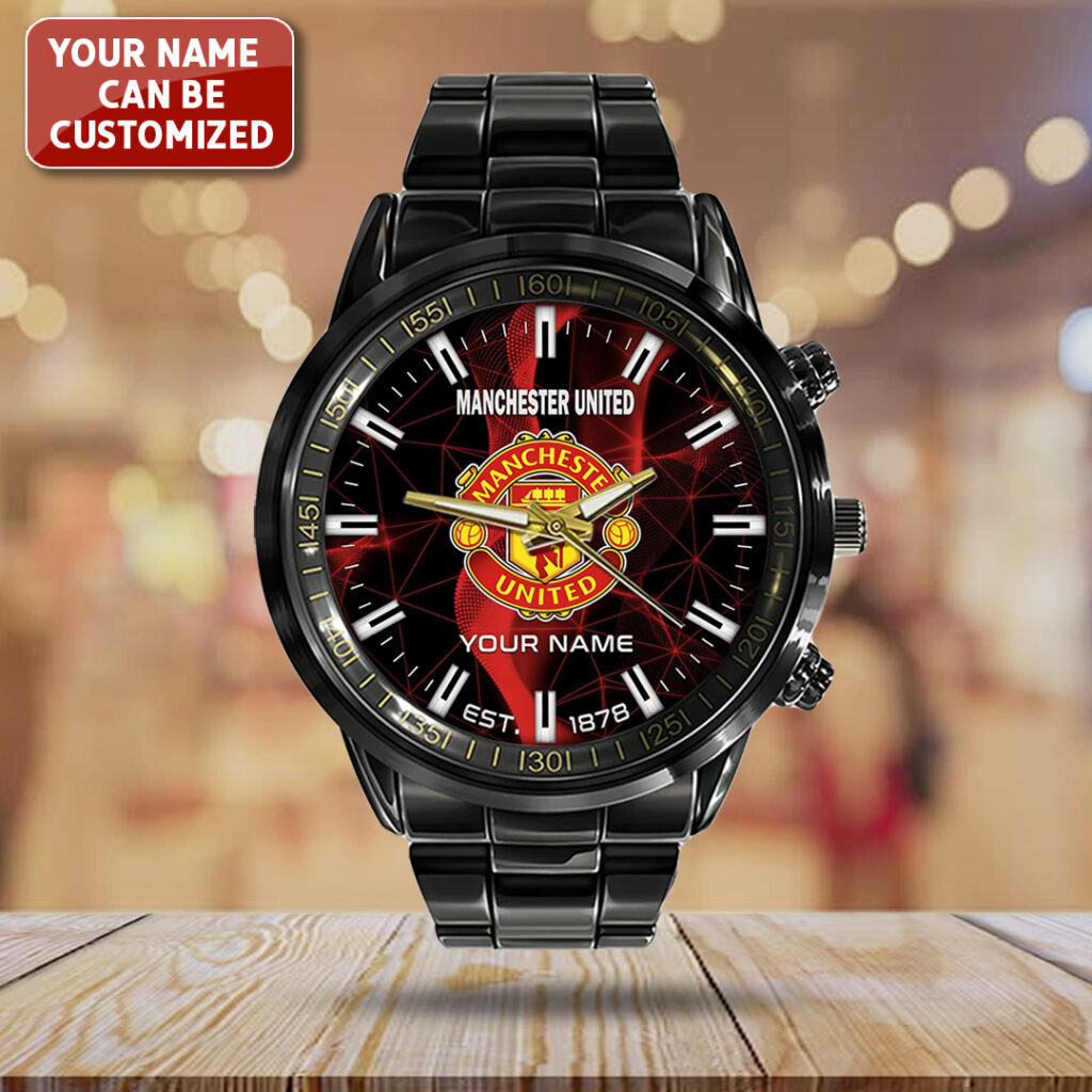 Personalized Manchester United Black Stainless Steel Watch - TANTN23556