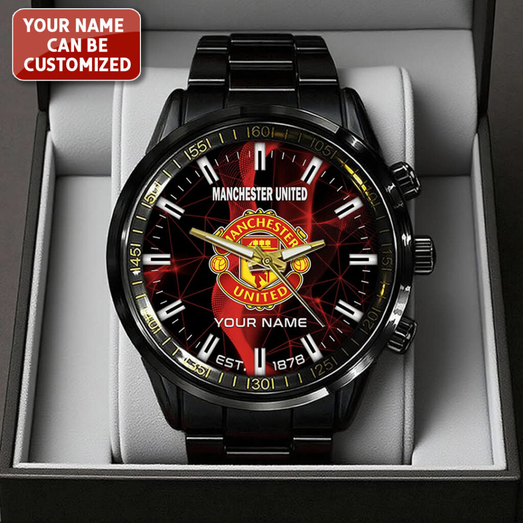Personalized Manchester United Black Stainless Steel Watch - TANTN23556