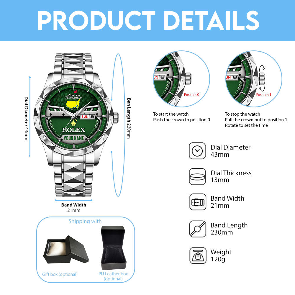 Personalized Masters Tournament x Rolex Alloy Luxury Quartz Watch - MAITM15060