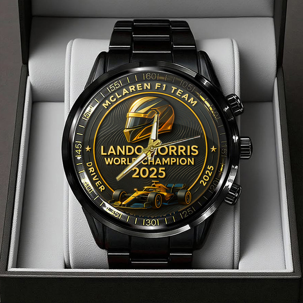 McLaren x Lando Norris World Champions 2025 Black Stainless Steel Watch - TANTN19230