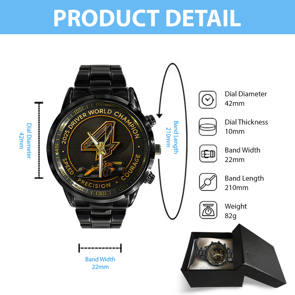 McLaren x Lando Norris World Champions 2025 Black Stainless Steel Watch - TANTN19232