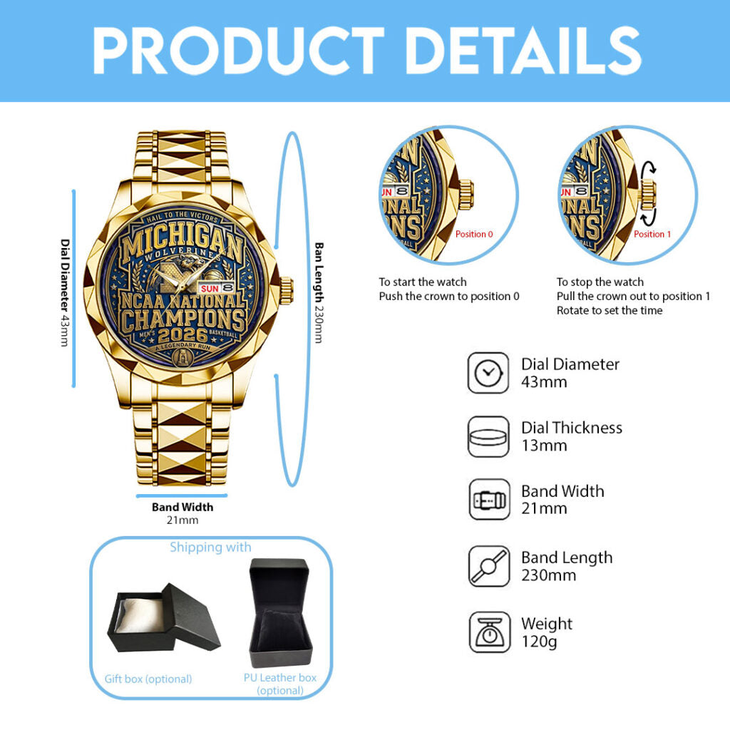 Michigan Wolverines 2026 Men's Basketball National Champions Alloy Luxury Quartz Watch - TANTN22357