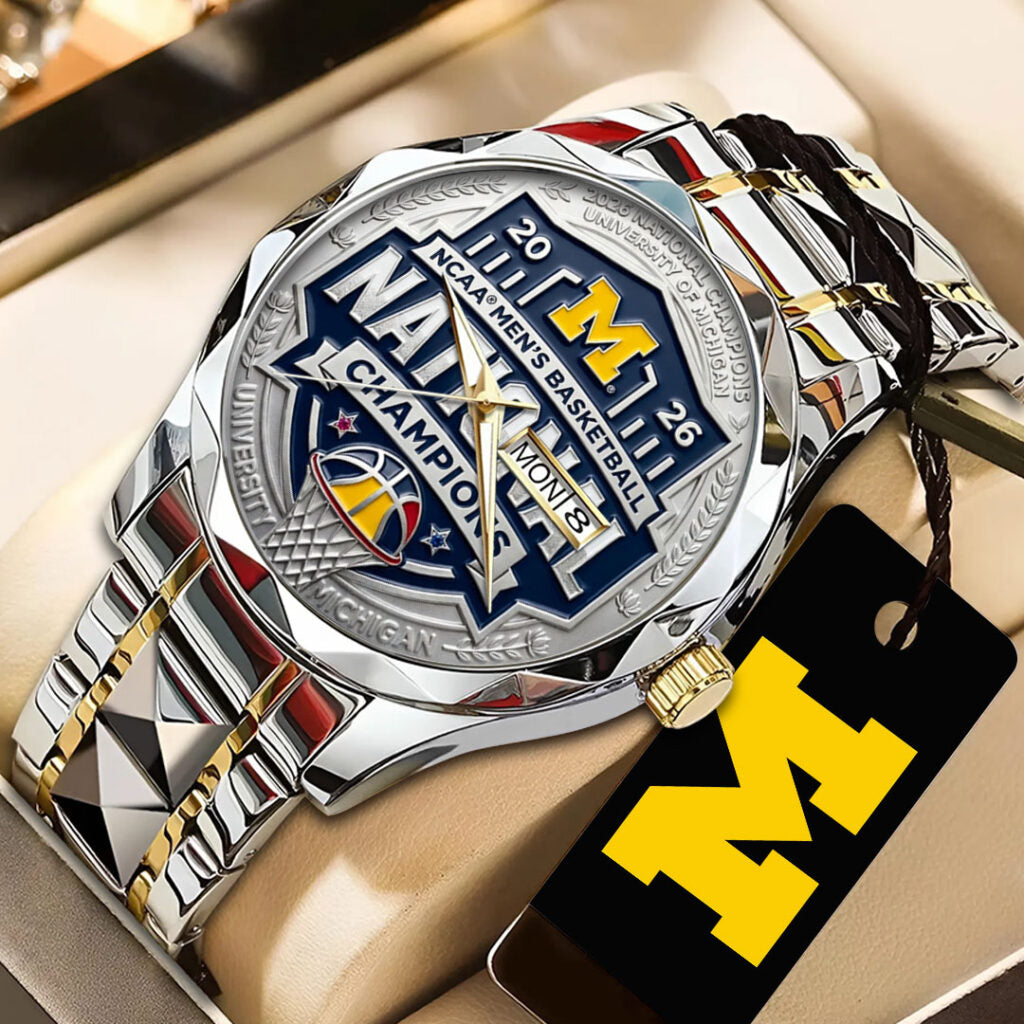 Michigan Wolverines 2026 Men's Basketball National Champions Alloy Luxury Quartz Watch - TANTN22163