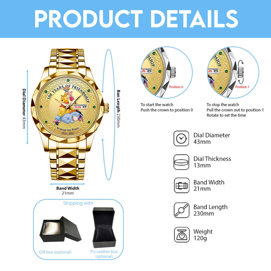 Winnie-the-Pooh 100th Anniversary Alloy Luxury Quartz Watch - NGHIAVT9358