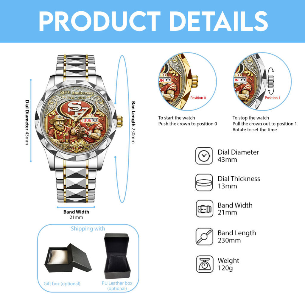 San Francisco 49ers 80th Anniversary Alloy Luxury Quartz Watch - NGHIAVT9626