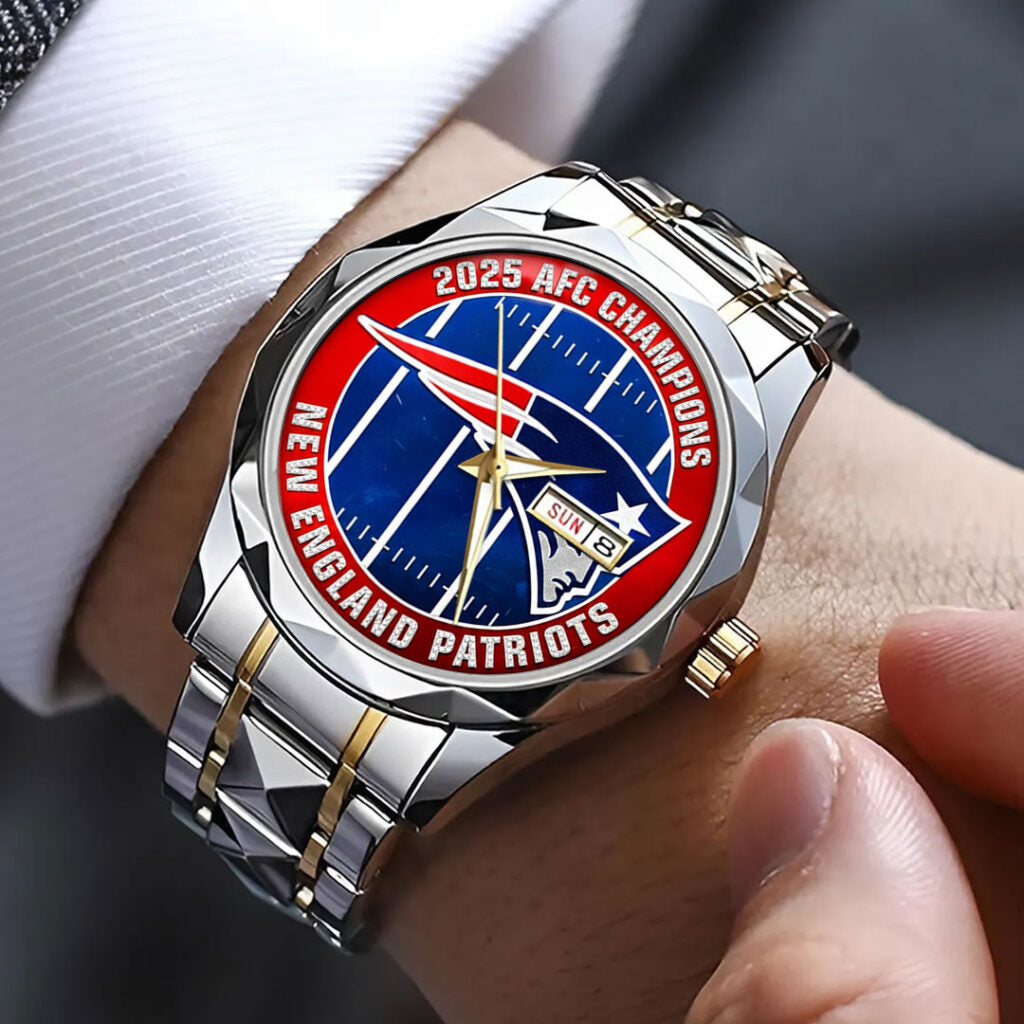 New England Patriots 2025 AFC Champions Alloy Luxury Quartz Watch - TMTHU3455