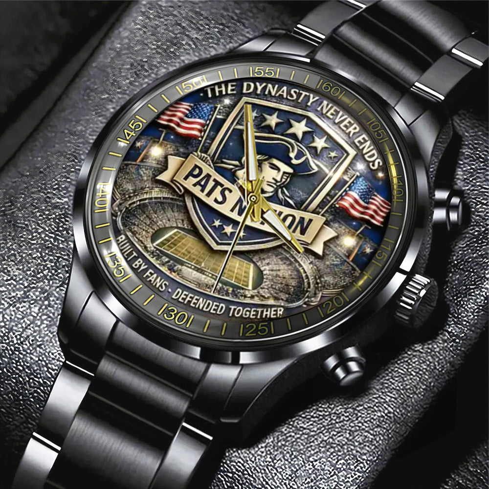 New England Patriots Black Stainless Steel Watch - TANTN20192