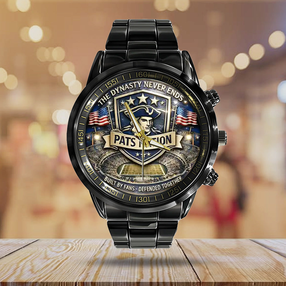 New England Patriots Black Stainless Steel Watch - TANTN20192