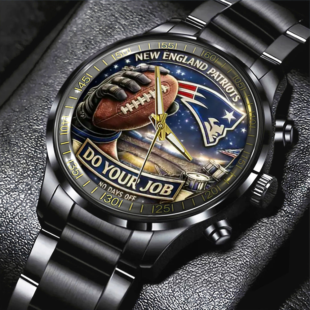 New England Patriots Black Stainless Steel Watch - TANTN20182