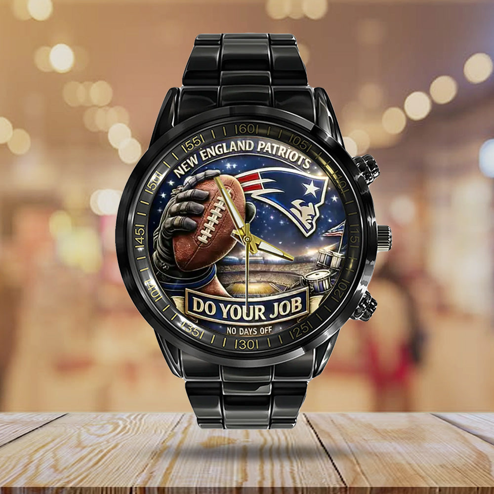 New England Patriots Black Stainless Steel Watch - TANTN20182