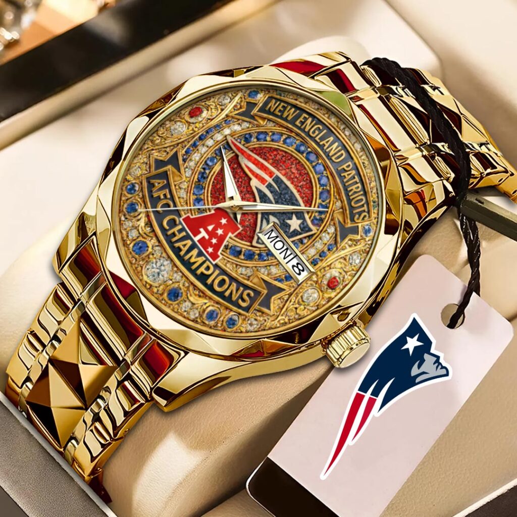 New England Patriots 2025 AFC Champions Alloy Luxury Quartz Watch - HOATT15931