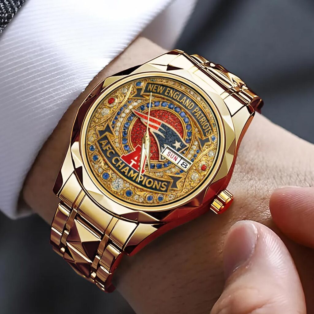 New England Patriots 2025 AFC Champions Alloy Luxury Quartz Watch - HOATT15931