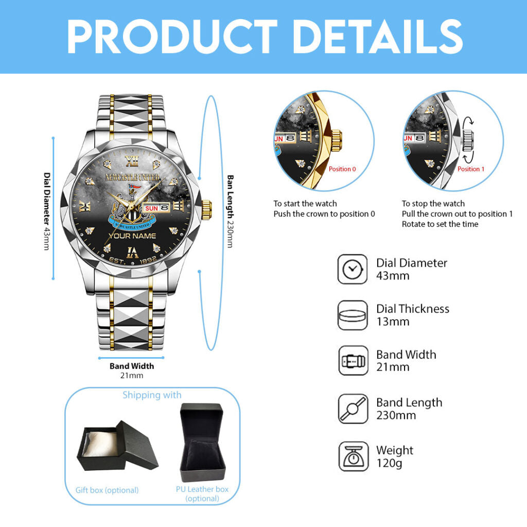 Personalized Newcastle United Alloy Luxury Quartz Watch - TANTN22737