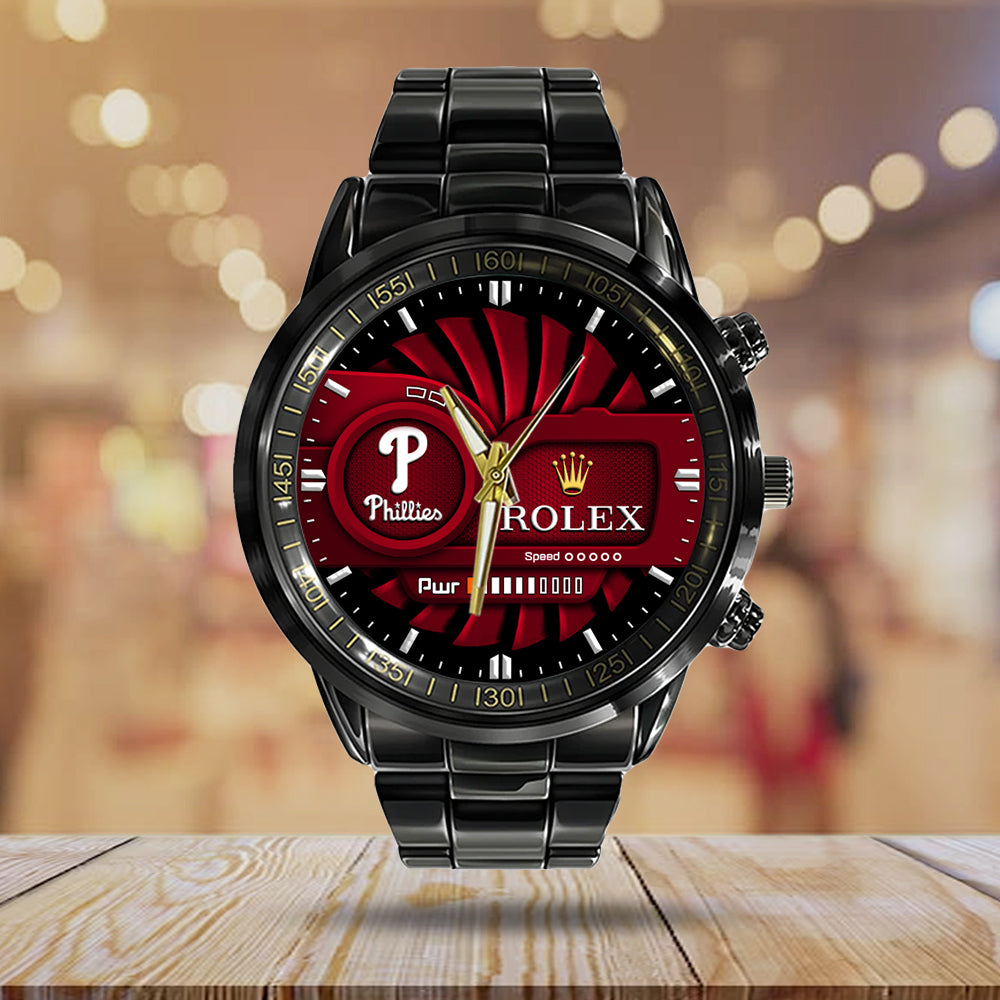Philadelphia Phillies Black Stainless Steel Watch - MAITM13443