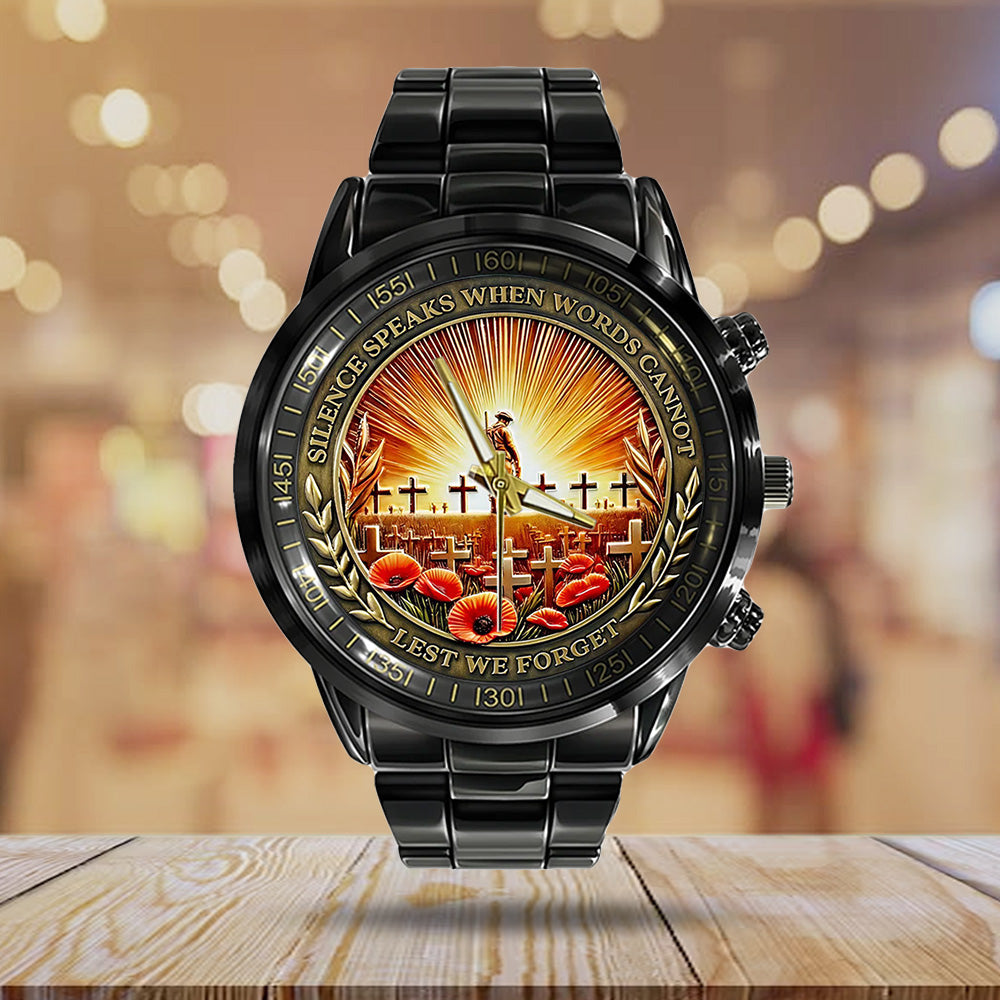 Poppy Remembrance Military Black Stainless Steel Watch - TANTN18442