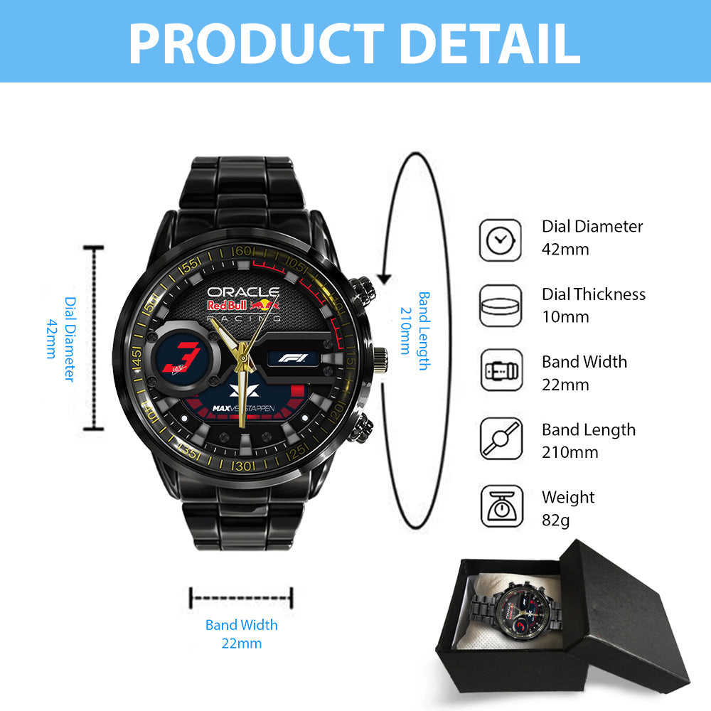 Red Bull Racing x Max Verstappen Black Stainless Steel Watch - TANTN19945