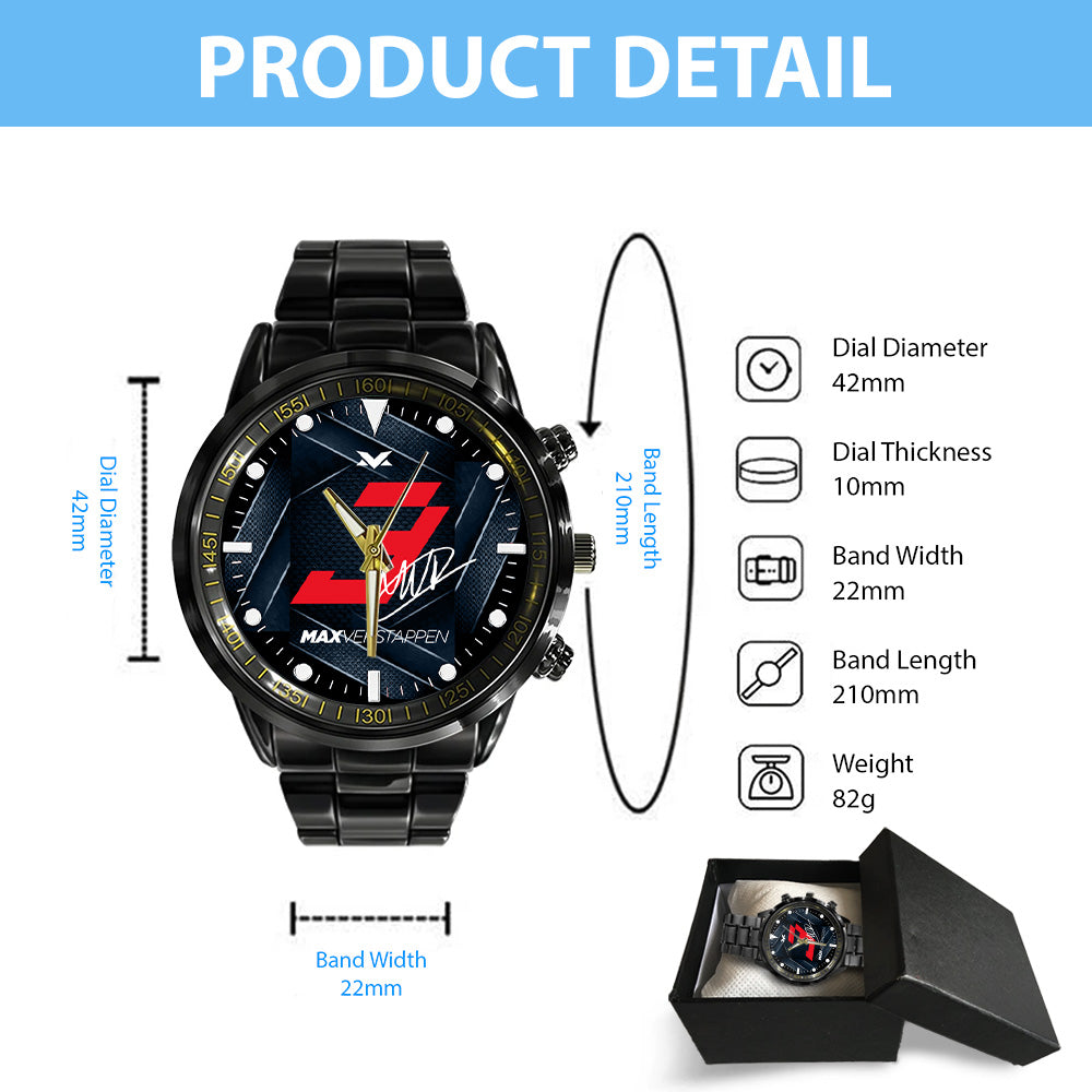 Red Bull Racing x Max Verstappen Black Stainless Steel Watch - TANTN20092