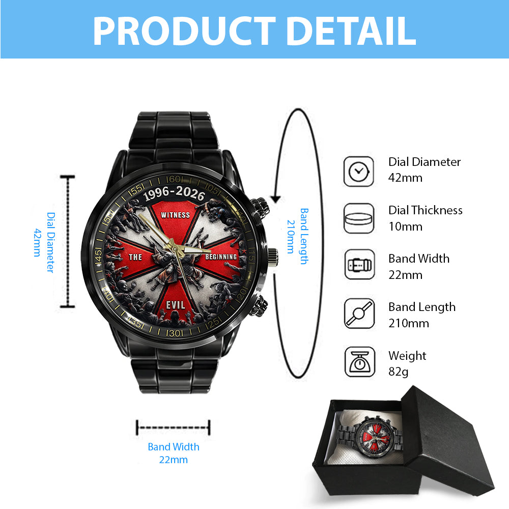 Resident Evil 30th Anniversary Black Stainless Steel Watch - TMTHU4748