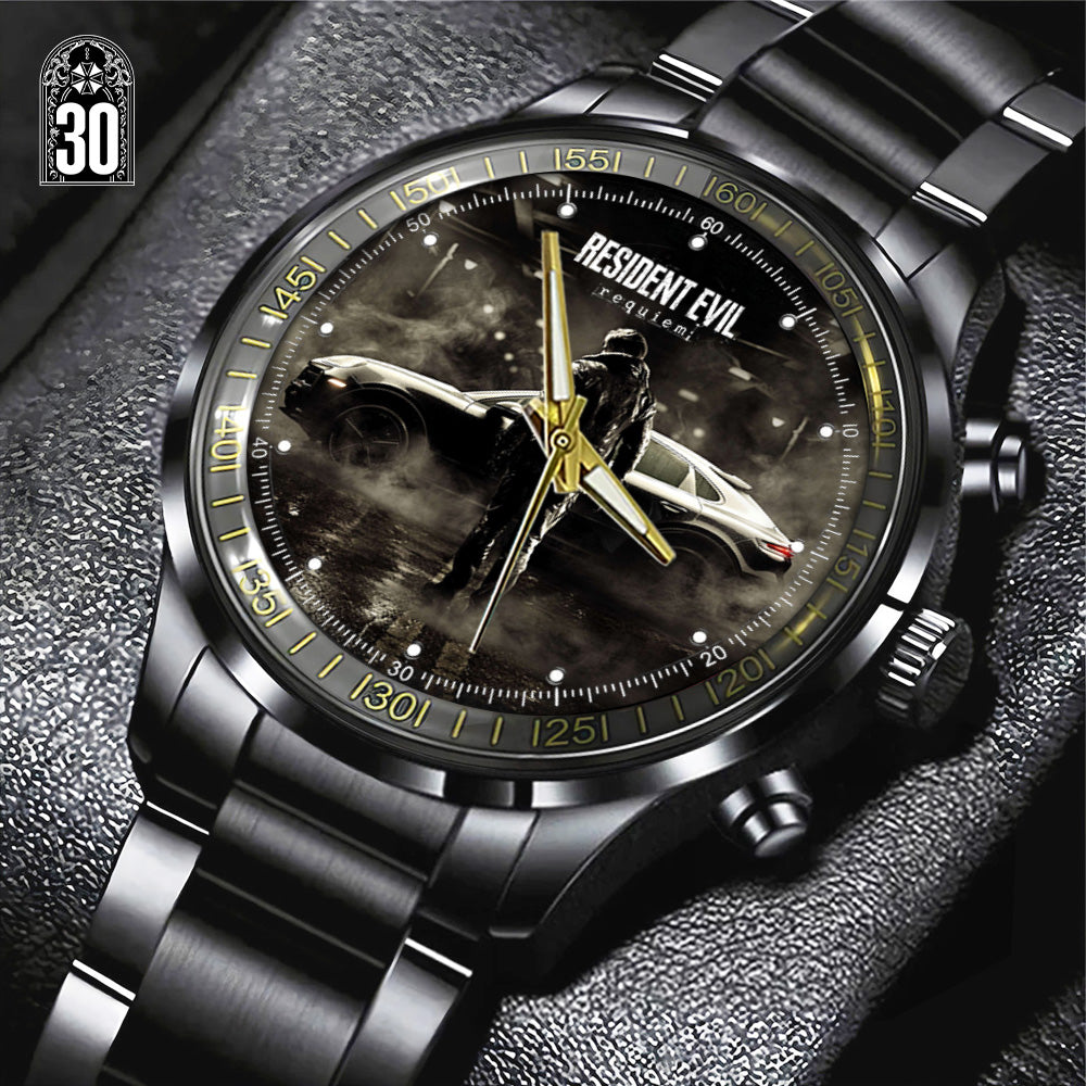 Resident Evil Requiem x Leon Scott Kennedy Black Stainless Steel Watch - GNE5477