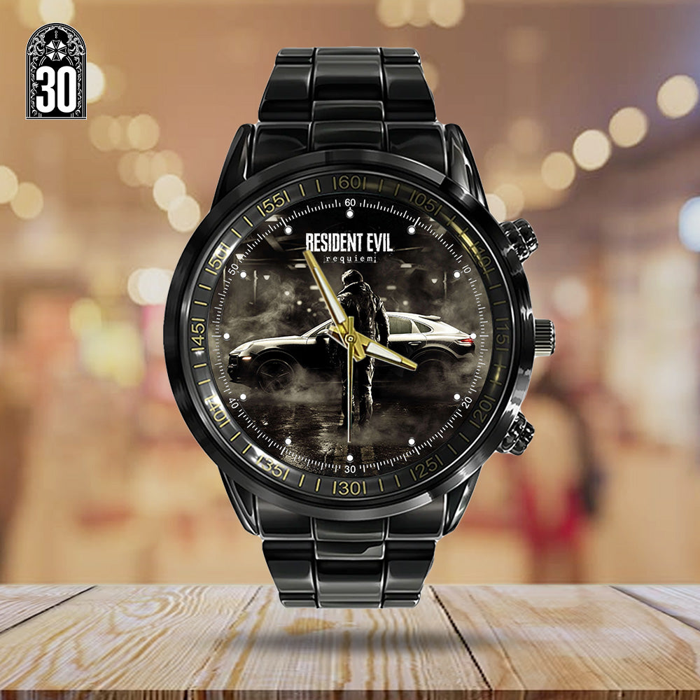 Resident Evil Requiem x Leon Scott Kennedy Black Stainless Steel Watch - GNE5477