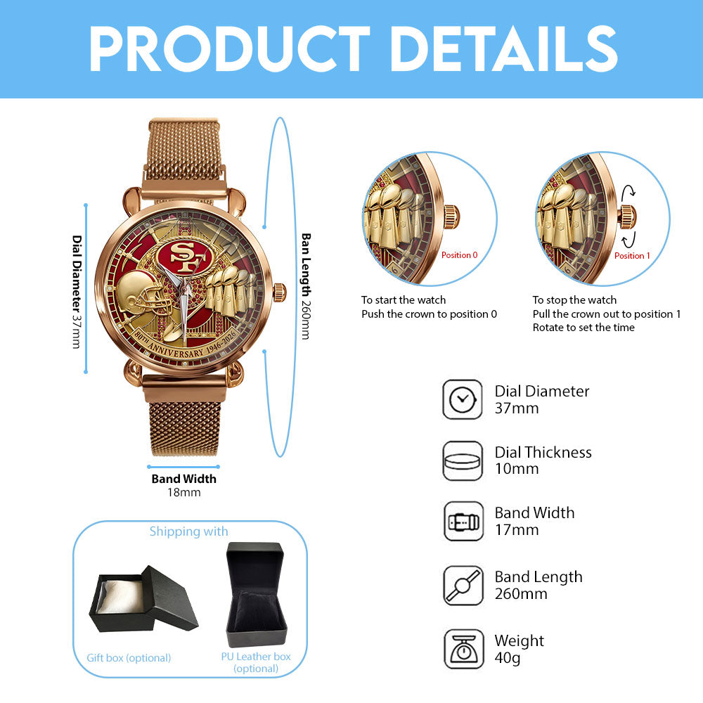 San Francisco 49ers 80th Anniversary Mesh Strap Quartz Watch - MAITM14540