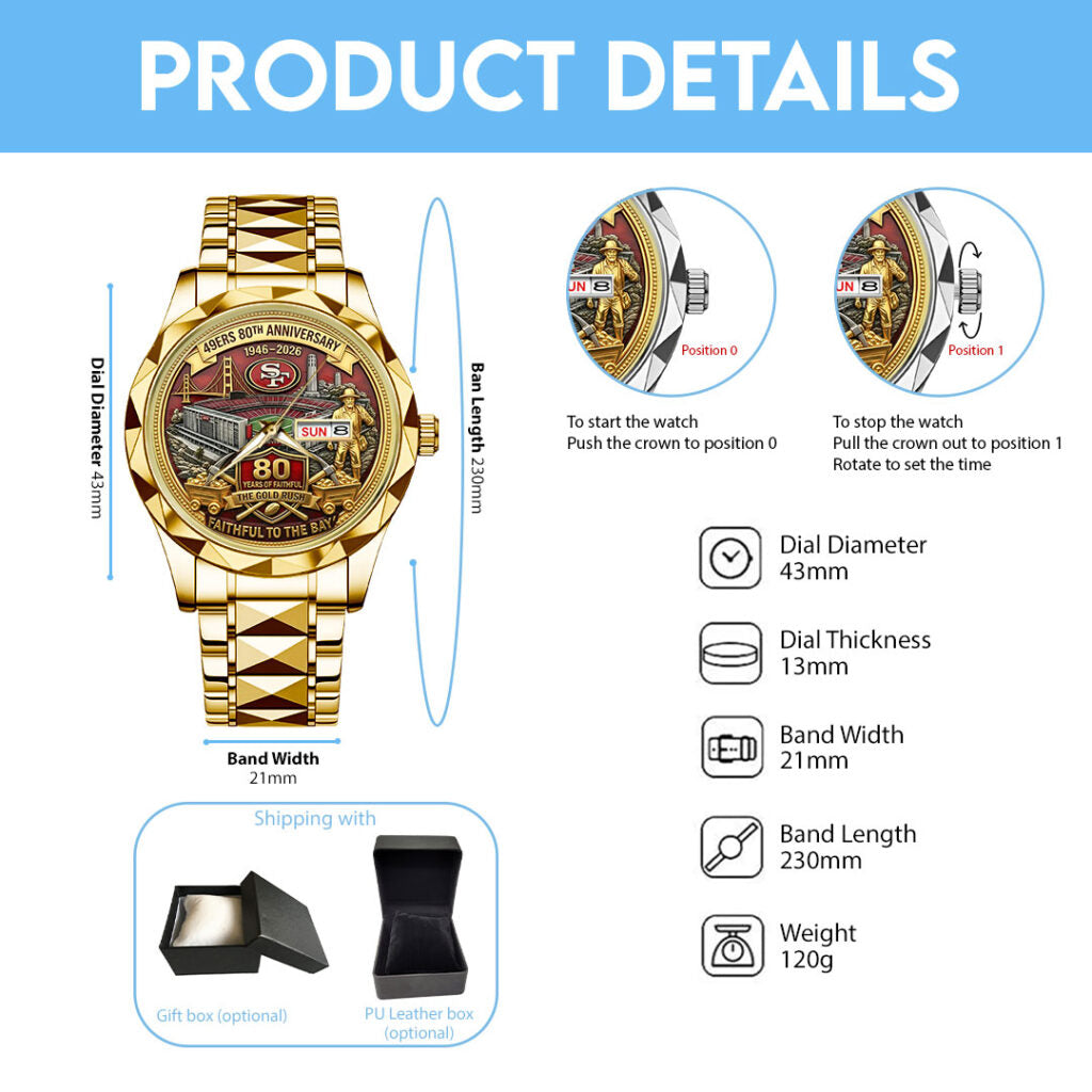 San Francisco 49ers 80th Anniversary Alloy Luxury Quartz Watch - TMTHU3271