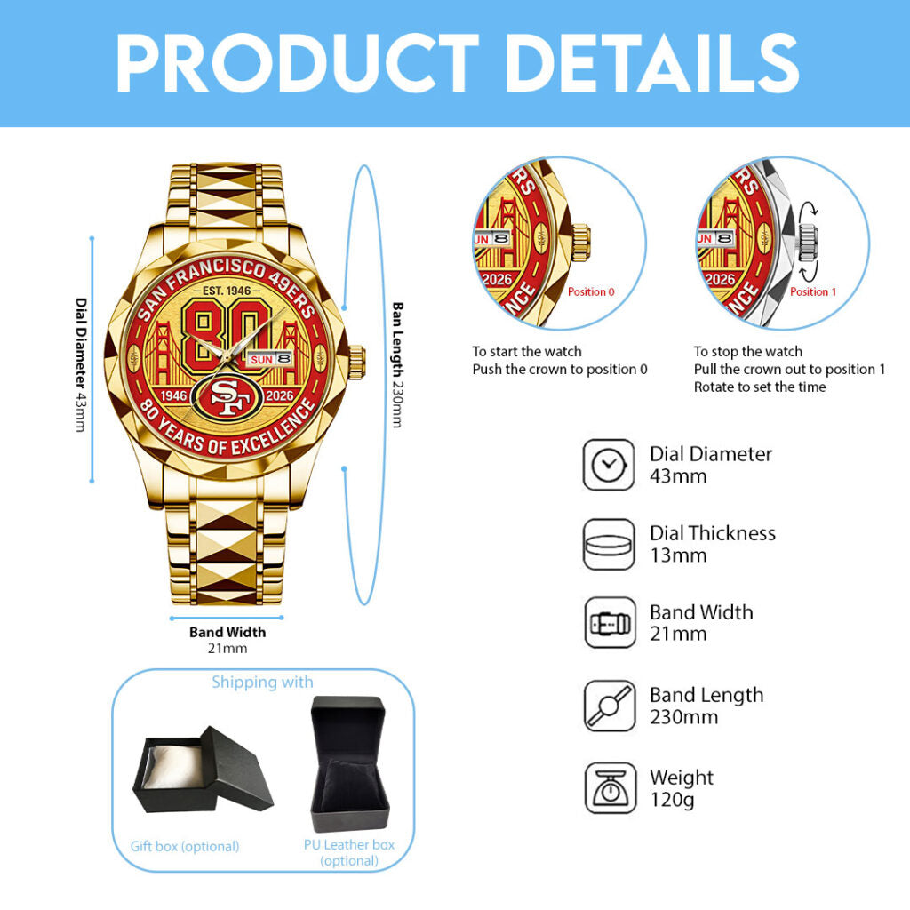 San Francisco 49ers 80th Anniversary 2026 Alloy Luxury Quartz Watch - TANTN21316