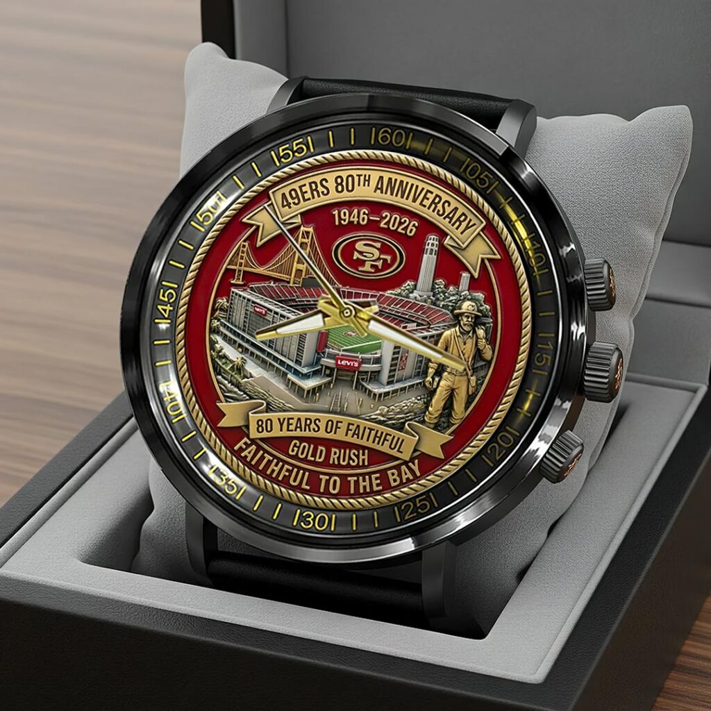 San Francisco 49ers 80th Anniversary Black Stainless Steel Watch - HOATT15753
