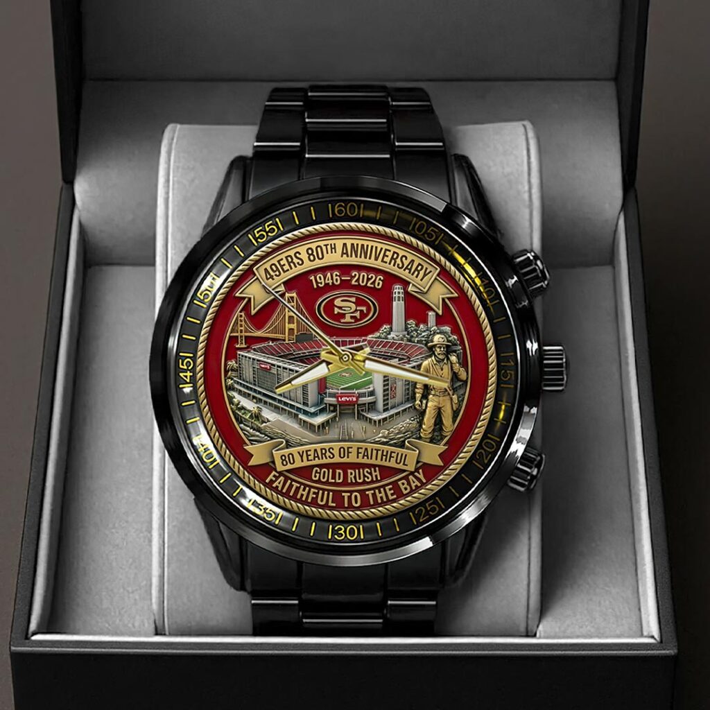 San Francisco 49ers 80th Anniversary Black Stainless Steel Watch - HOATT15753