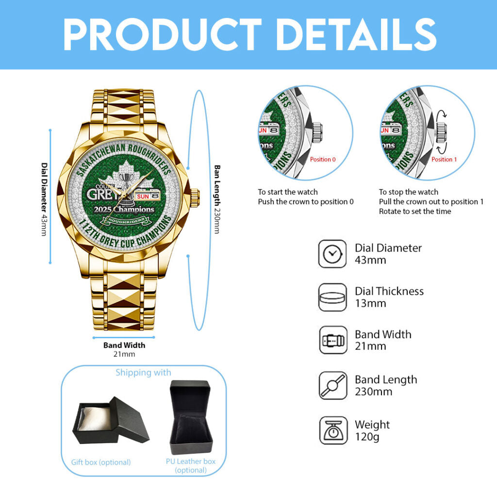 Saskatchewan Roughriders Alloy Luxury Quartz Watch - TMTHU2350