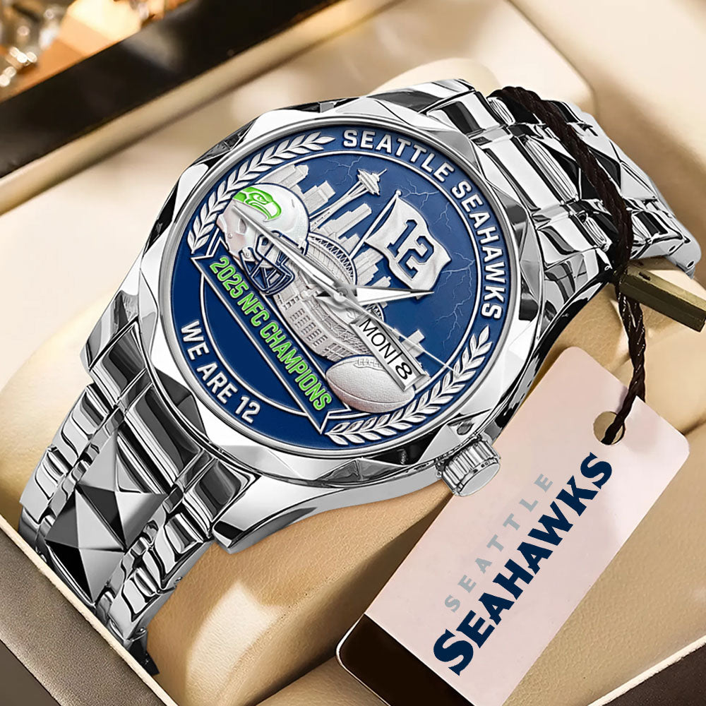 Seattle Seahawks 2025 NFC Champions Alloy Luxury Quartz Watch - MAITM14618